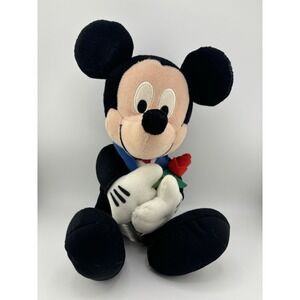 Disney Mickey Mouse Plush Tuxedo Rose 12 Inch Black